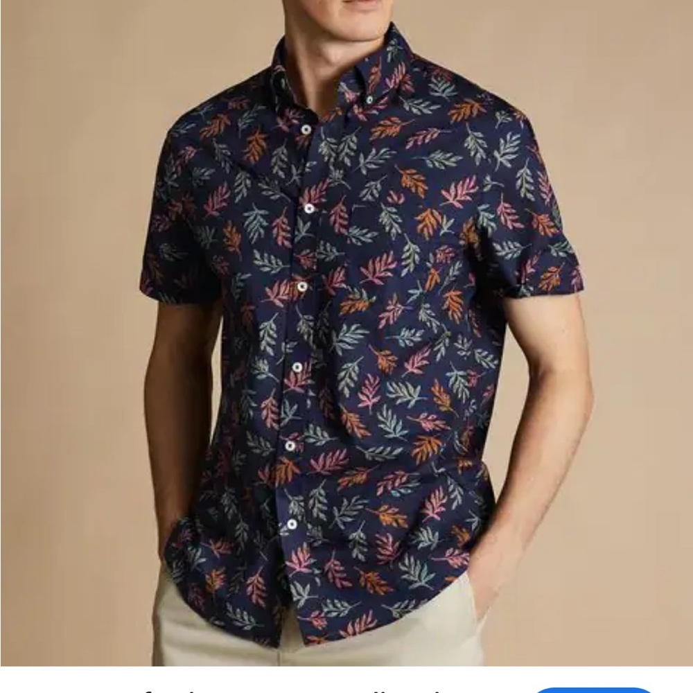Charles Tyrwhitt Multicolor Leaf Print Shirt